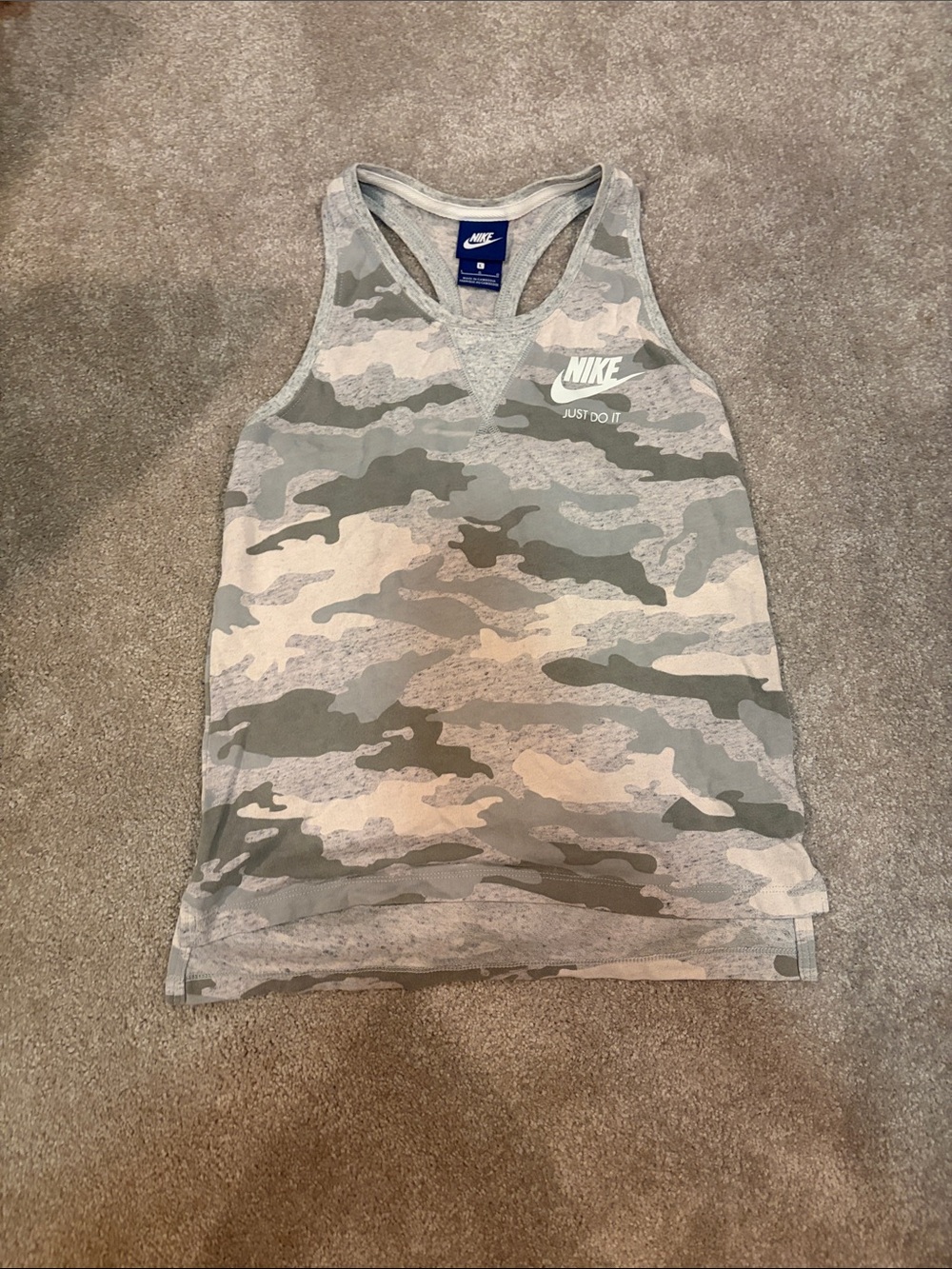 Nike Girls' Gray & White Camo Racerback Tank